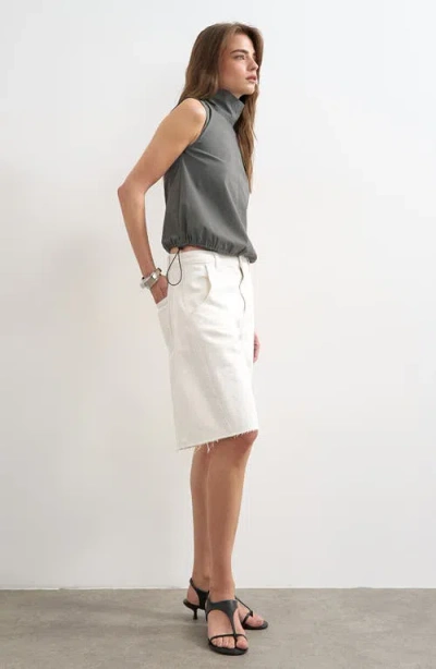 Topshop Barrel Leg Jeans Shorts In White