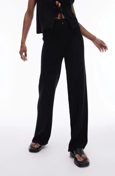 Topshop Sweater Knit Pants In Black