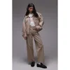 Topshop Cinch Low Rise Relaxed Jeans In Brown