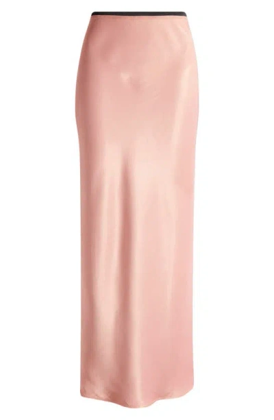 Topshop Bias Cut Satin Midi Skirt In Pink