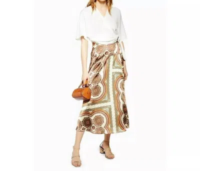 Topshop Bias Satin Paisley Print Midi Wrap Skirt In Multicolor