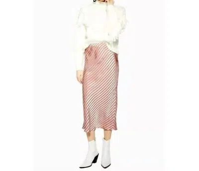 Topshop Bias Stripe Satin Slip Midi Slip Skirt In Pink