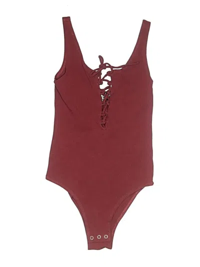 Pre-owned Topshop Bodysuit In Burgundy