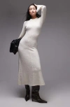 Topshop Bouclé Long Sleeve Maxi Dress In White
