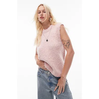 Topshop Bouclé Pullover Waistcoat In Light Pink