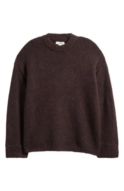 Topshop Boxy Fluffy Crewneck Sweater In Brown