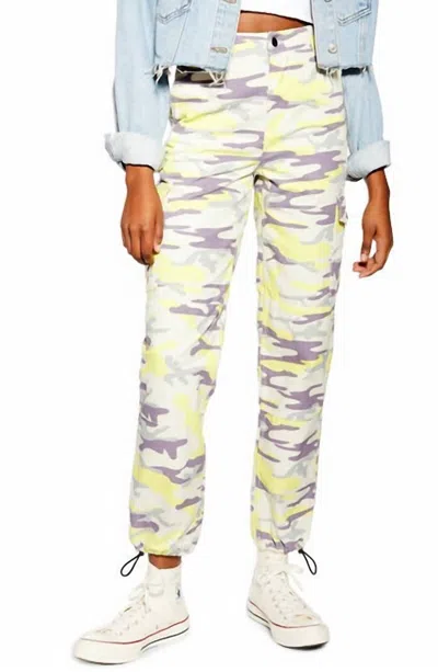 Topshop Camo Print Utility Pants In Multicolor