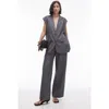 Topshop Cut Off Sleeve Oversized Blazer - Part Of A Set-gray In Grey