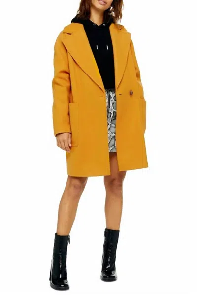 Topshop Carly Oversized Slouchy Coat In Mustard In Yellow