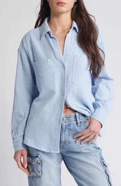 Topshop Casual Cotton Button-up Shirt In Blue
