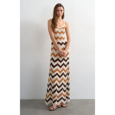 Topshop Chevron Stripe Open Stitch Maxi Dress In Multi