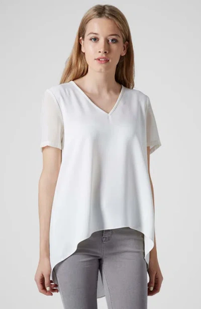 Topshop Chiffon Sleeve High/low Top In White