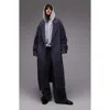 Topshop Chuck On Faux Fur Longline Coat In Navy