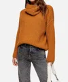 Topshop Chunky Knit Turtleneck Relaxed Sweater In Brown In Brown