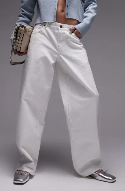 Topshop Cinch Back Low Rise Wide Leg Jeans