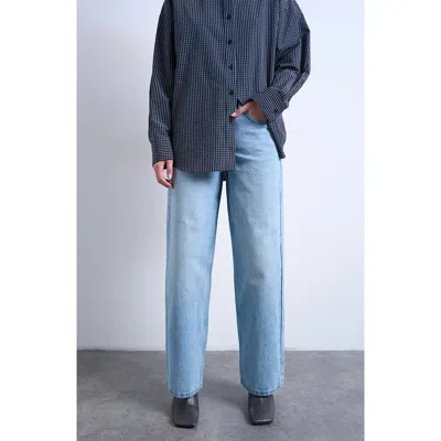 Topshop Cinch Low Rise Relaxed Jeans In Blue