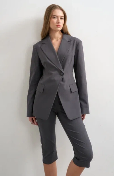 Topshop Clean Cinched Blazer In Neutral