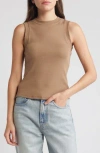Topshop Clean Stretch Cotton Tank Top In Taupe