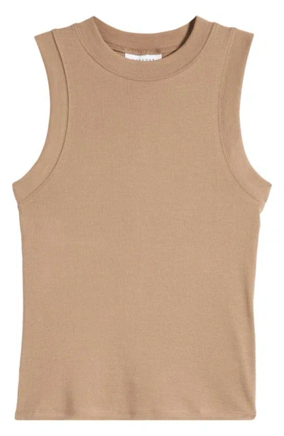 Topshop Clean Stretch Cotton Tank Top In Taupe