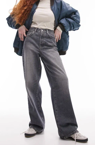 Topshop Column Jeans In Whale Blue In Gray