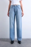 Topshop Column Mid Rise Jeans In Blue