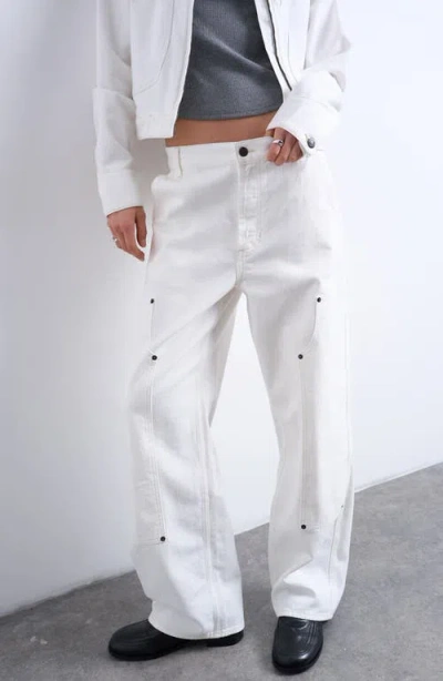 Topshop Column Straight Leg Jeans In White