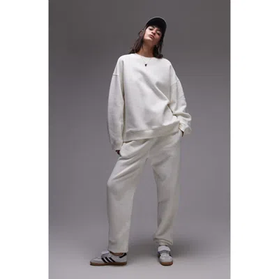 Topshop Cotton Blend Cuffed Joggers In Ivory