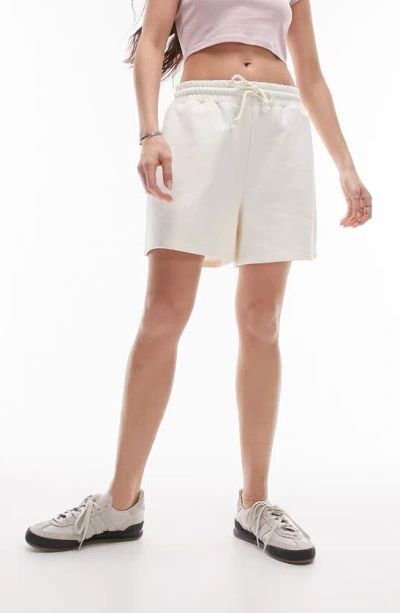 Topshop Cotton Blend Shorts In White