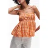 Topshop Cotton Gingham Babydoll Camisole In Multi