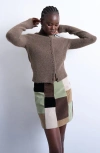 Topshop Covered Button Cardigan In Brown