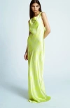 Topshop Racer Neck With Dropped Cowl Back In Green