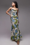 Topshop Cowl Neck Midi Slip Dress With Beaded Straps