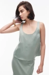 Topshop Scoop Neck Cami In Summer Khaki - Part Of A Set-green In Khaki