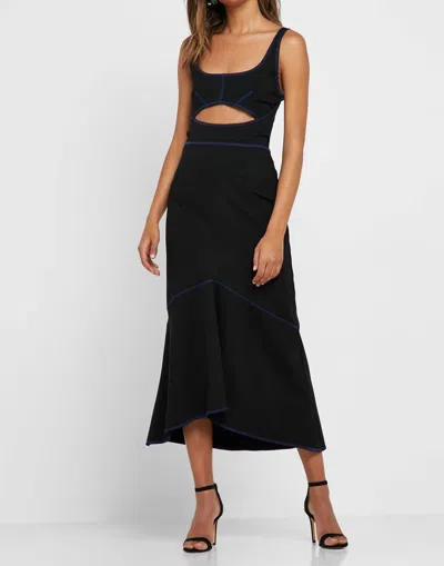 Topshop Cutout Racer Back Bodycon Fit Flare Dress In Black