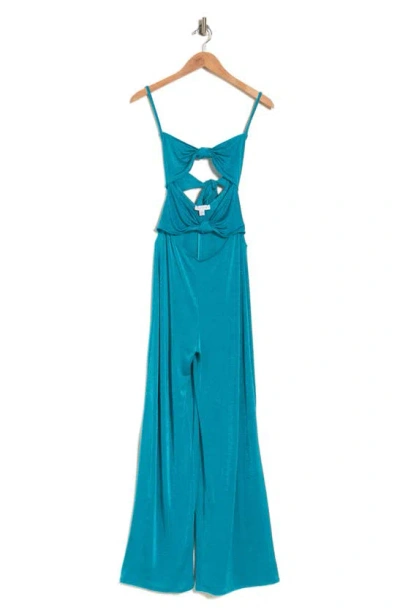 Topshop Cutout Sleeveless Wide Leg Jumpsuit In Teal