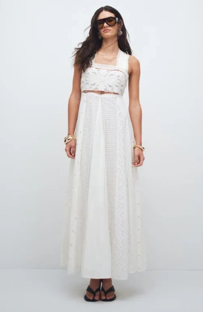 Topshop Cutwork Broderie Sleeveless Maxi Dress In White