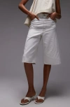Topshop Denim Bermuda Shorts In White
