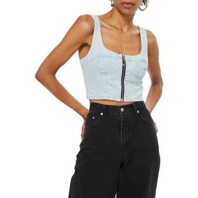 Topshop Denim Bustier In Blue