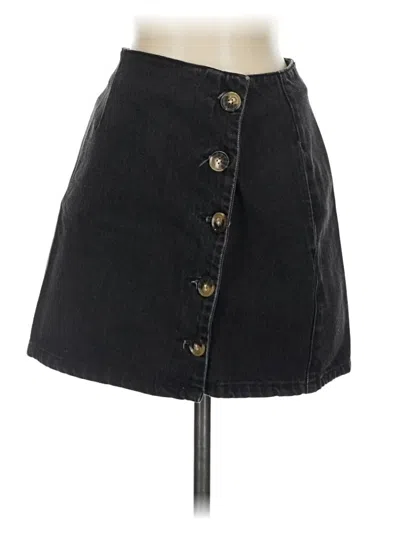 Pre-owned Topshop Denim Skirt In Black