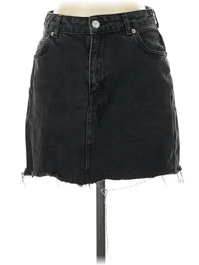 Pre-owned Topshop Denim Skirt In Black