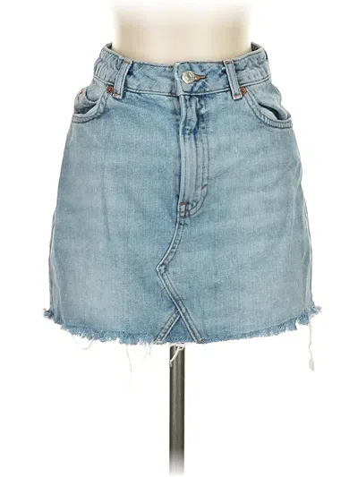Pre-owned Topshop Denim Skirt In Blue