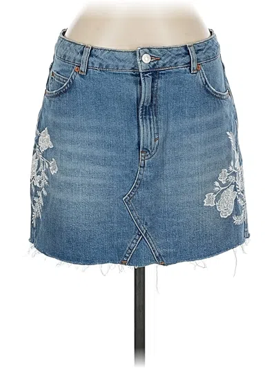 Pre-owned Topshop Denim Skirt In Blue