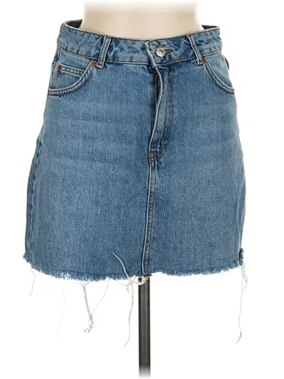 Pre-owned Topshop Denim Skirt In Blue