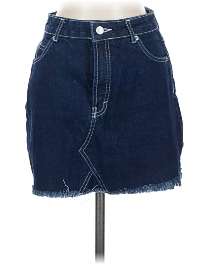 Pre-owned Topshop Denim Skirt In Blue