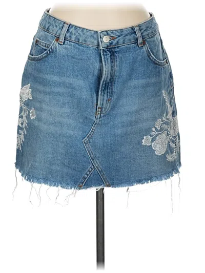 Pre-owned Topshop Denim Skirt In Blue