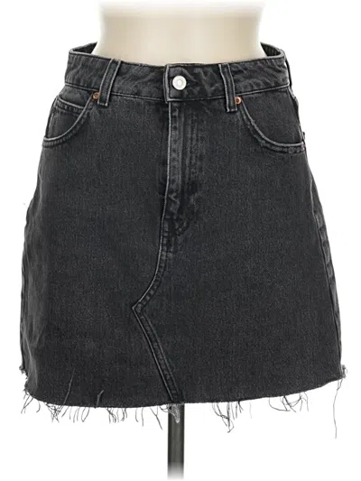 Pre-owned Topshop Denim Skirt In Gray