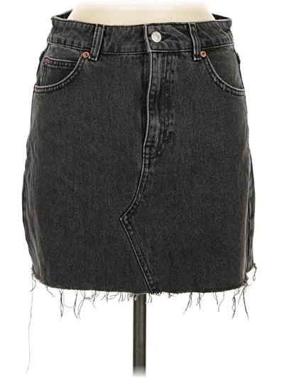 Pre-owned Topshop Denim Skirt In Gray