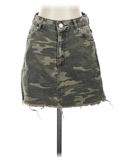 Pre-owned Topshop Denim Skirt In Green