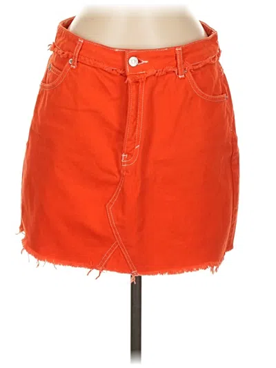 Pre-owned Topshop Denim Skirt In Orange
