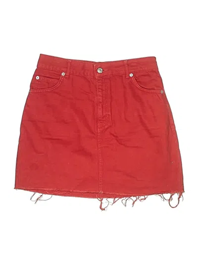 Pre-owned Topshop Denim Skirt In Red